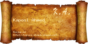 Kaposi Ahmed névjegykártya